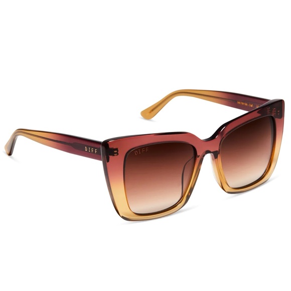 DIFF Lizzy Sunglasses Clayton Ombre Frame Brown Gradient Lenses Oversized Cateye - Picture 6 of 10
